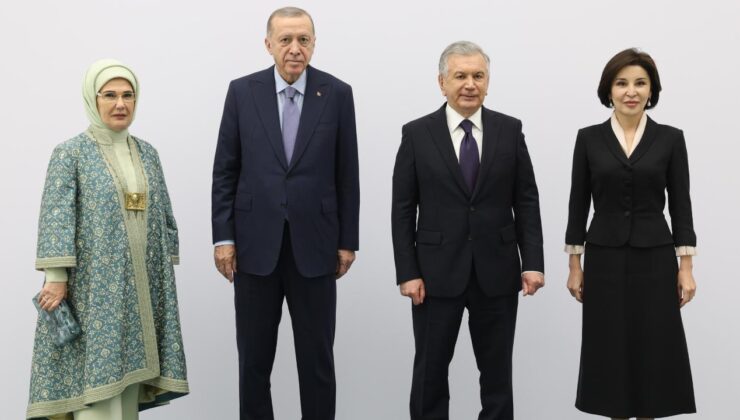 Cumhurbaşkanı Erdoğan ve Mirziyoyev’den aile fotoğrafı