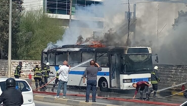 Lefkoşa’da otobüs yandı