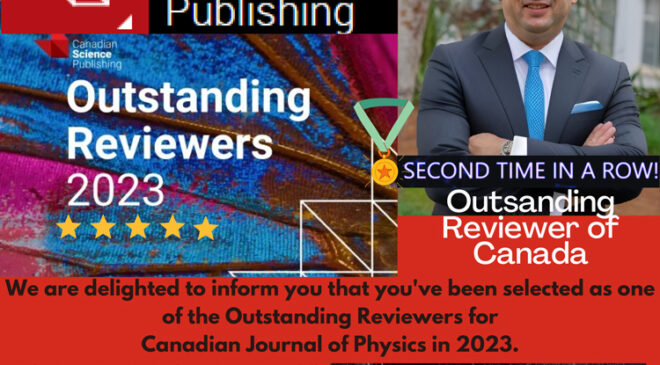 DAÜ Fizik ve Kimya Bölümleri Başkanı Sakallı’ya Kanada’dan 2023 yılının “Üstün Hakemi” ödülü