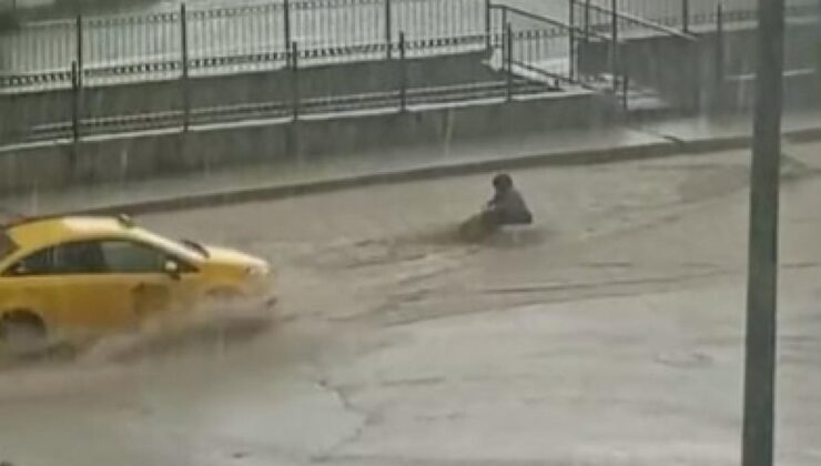 Suya kapılan kadını taksici kurtardı