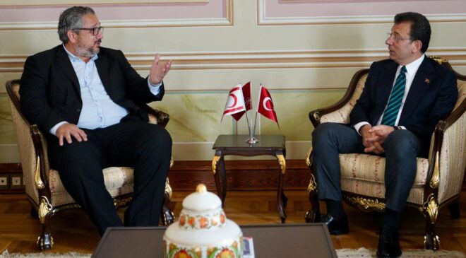 Girne Belediye Başkanı Şenkul İstanbul Büyükşehir Belediye Başkanı İmamoğlu’yla görüştü