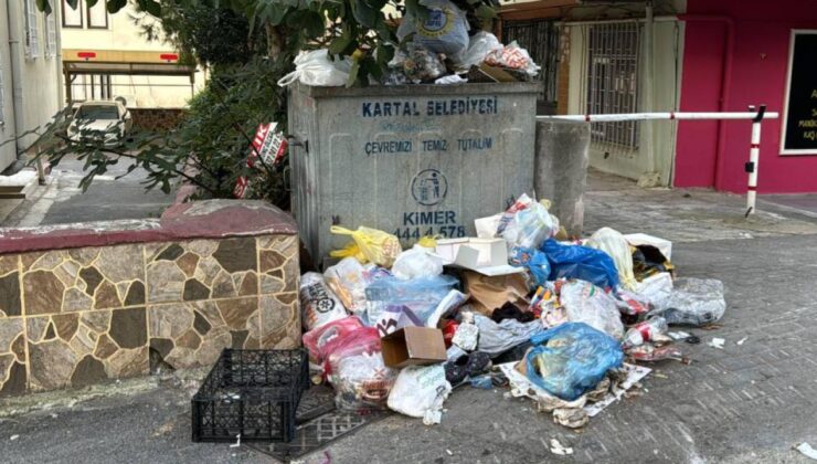 Kartal’da işçiler greve gitti, sokaklarda çöp birikti