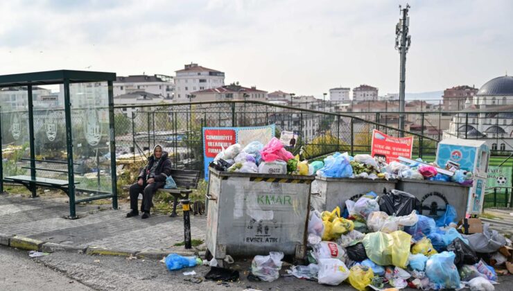 Maltepe’de grev nedeniyle sokaklarda çöp yığınları oluştu