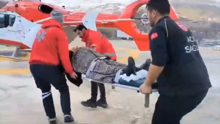 Ambulans helikopter hamile kadın için havalandı